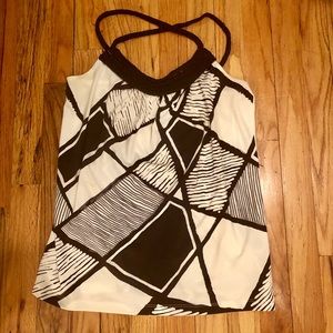 The Limited white & brown geometric patterned tank top, Medium